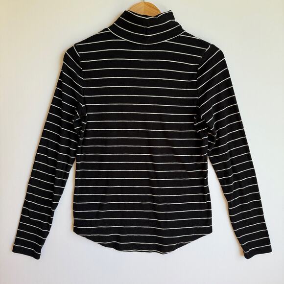 Gap Ribbed Striped Turtleneck Top Black Size Small - Picture 5 of 16